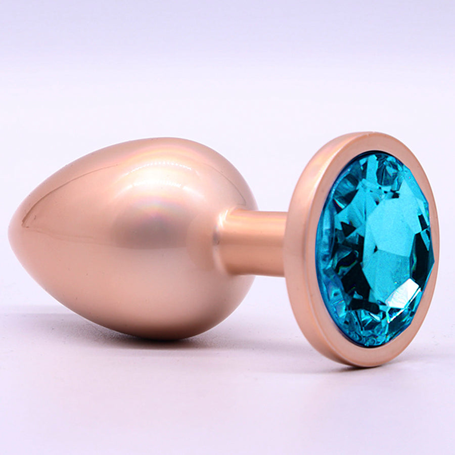 Jewelry Skin Anal Plug Gold Metal/Rose Talla S