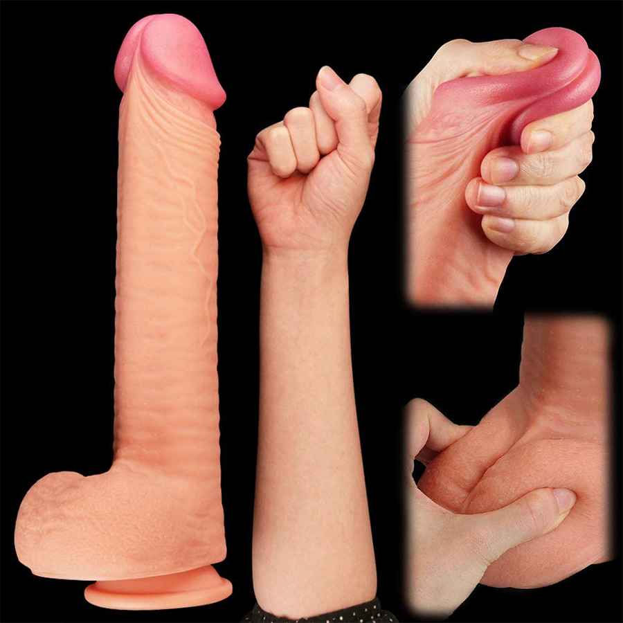 12" DUAL LAYERED PLATINUM SILICONE COCK