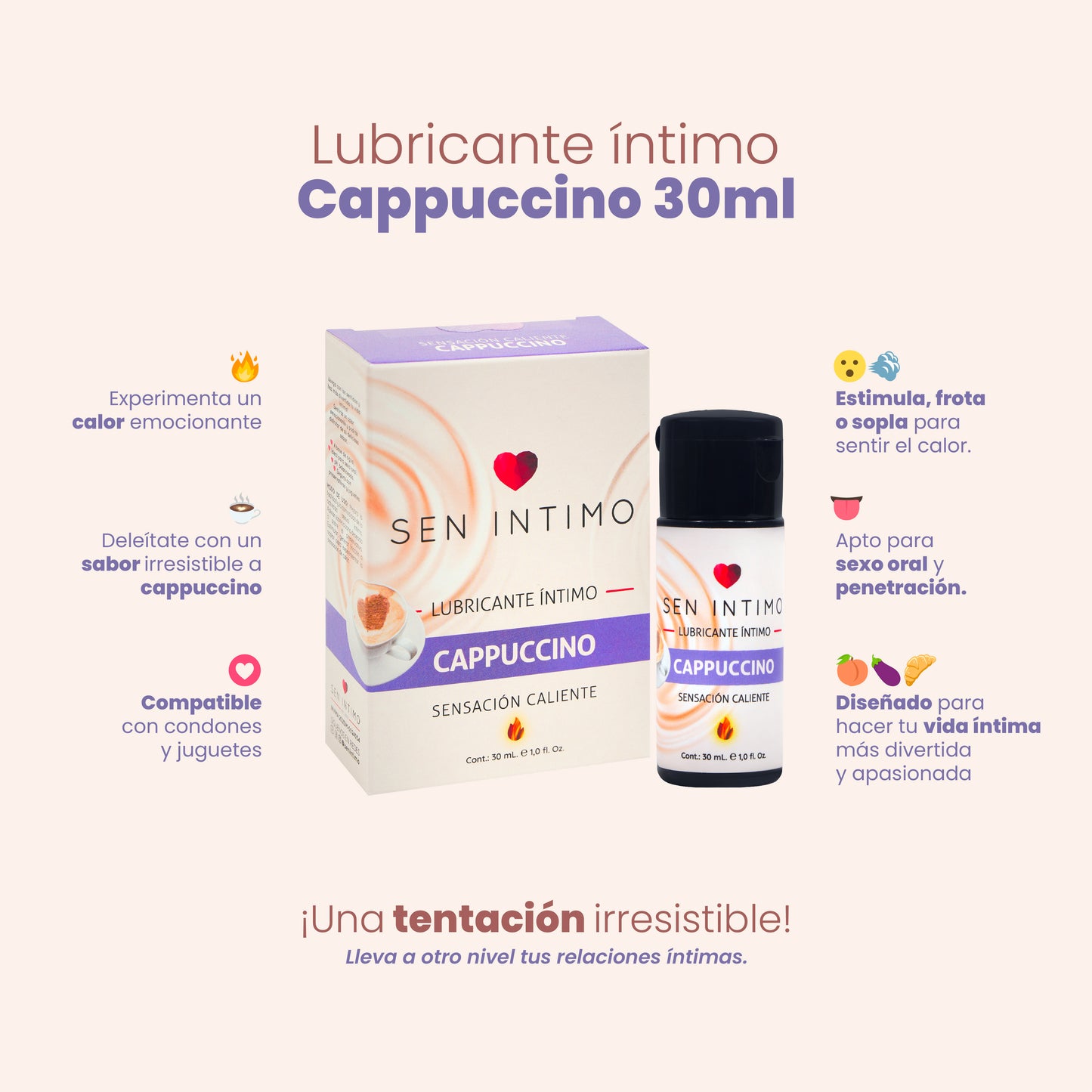 Lubricante Íntimo Cappuccino Sensación Caliente x 30 ml by Sen Íntimo