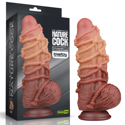 9.5'' Dual layered Platinum Silicone Cock with Rope