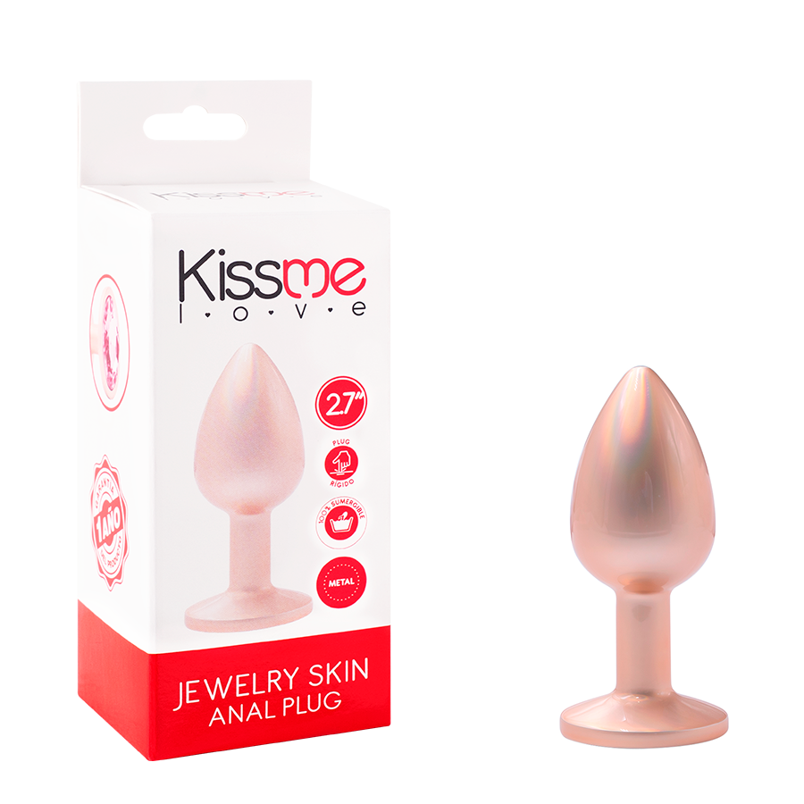 Jewelry Skin Anal Plug Gold Metal/Rose Talla S