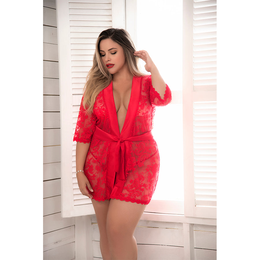 Lace Robe  with Matching G-String