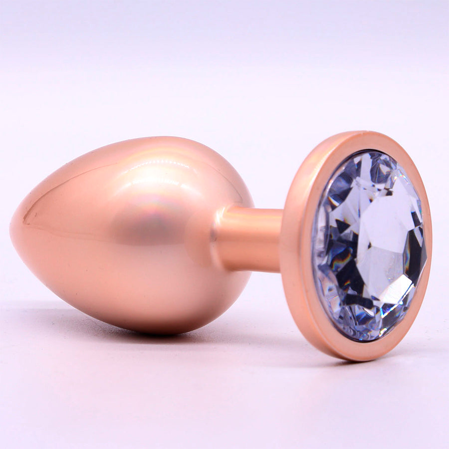 Jewelry Skin Anal Plug Gold Metal/Rose Talla S